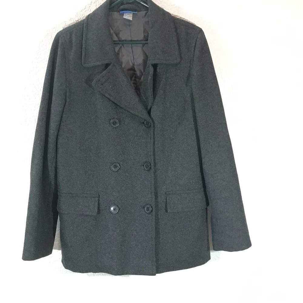 Wool Blend Double Breasted Pea Coat